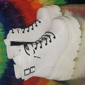 Demonia white platform boots